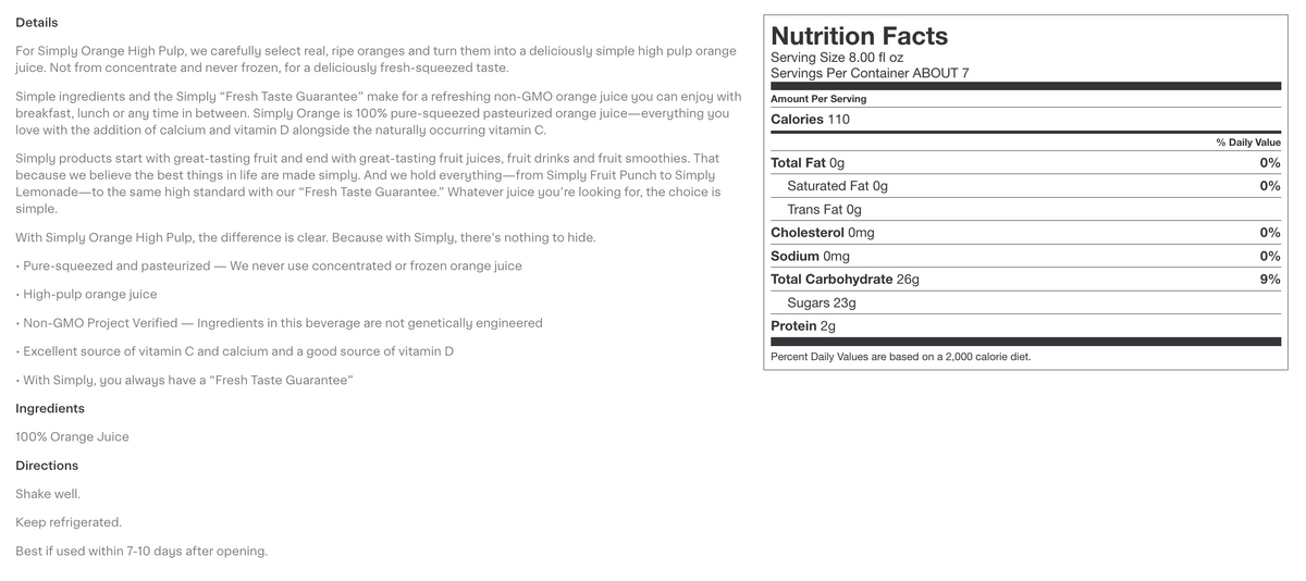 Simply Orange High Pulp Orange Juice, 52 oz – Stock Your Stay