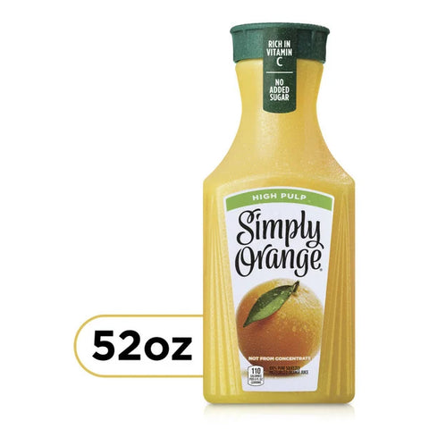 Simply Orange High Pulp Orange Juice, 52 oz