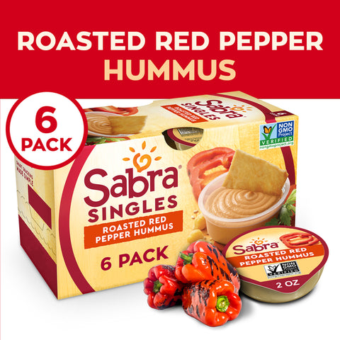 Sabra Singles Classic Hummus Roasted Red Pepper, 6 count