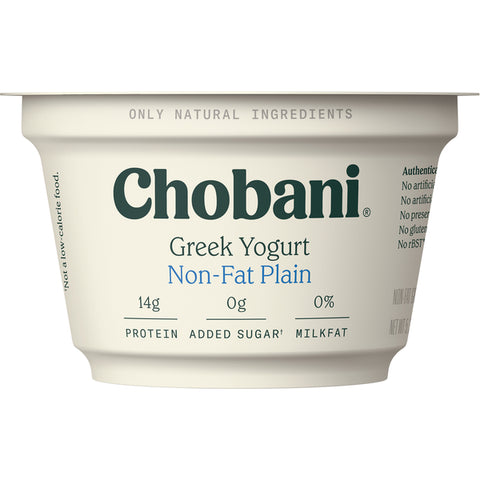 Chobani Non-Fat Greek Yogurt, Plain, 5.3 oz, 1 count