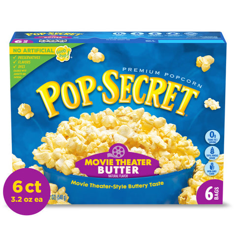 Pop Secret Movie Theater Butter Popcorn, 6 count