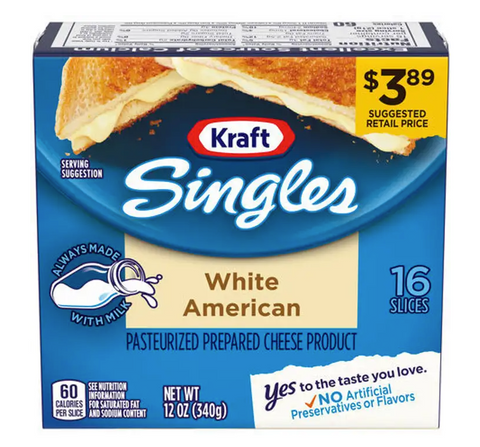 Kraft Cheese Singles, White American